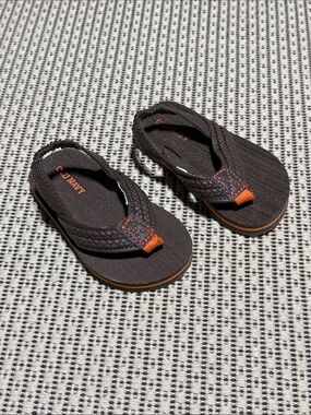 Old Navy Brown Baby Braided Flip Flops with Orange Detail